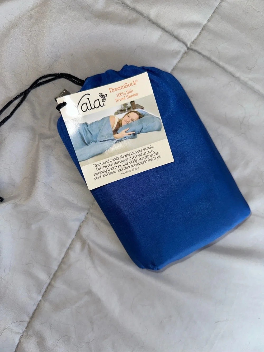 Dreamsack 100% Silk Travel Sheet Twin in Navy Blue Drawstring Pouch